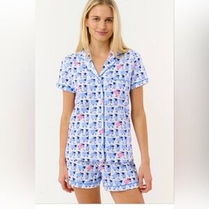 NWT Roller Rabbit Sammy The Sheep Blue and Pink POLO Pajama Set